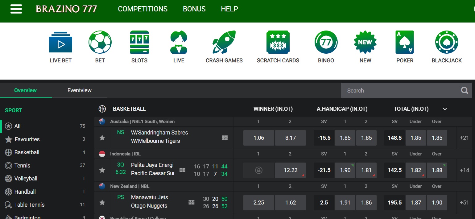 live betting options on brazino777